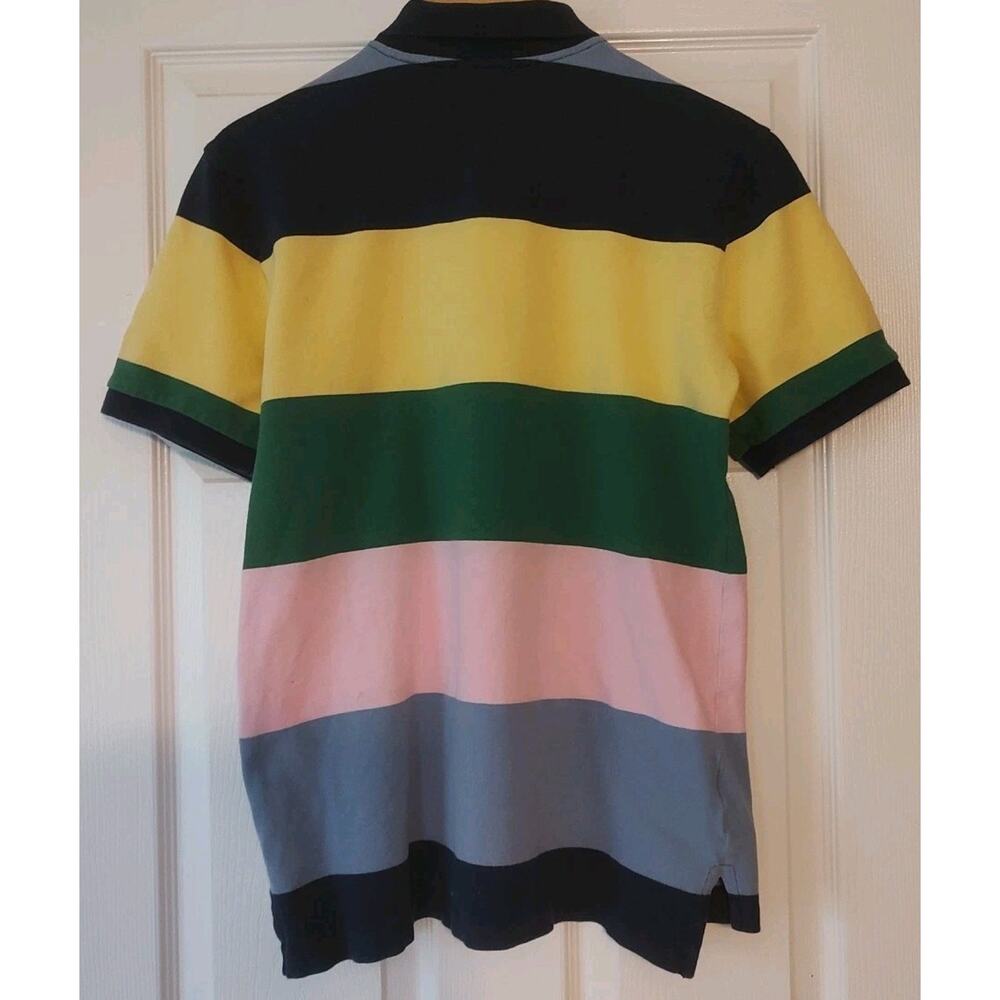 Youth Boys Polo Ralph Shirt Pique 2 Button Striped Color Block Short Sleeve - XL - Picture 3 of 4